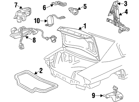 1999 Oldsmobile Intrigue Trunk Lid Strut Asm-Rear Compartment Lid Diagram for 10419582