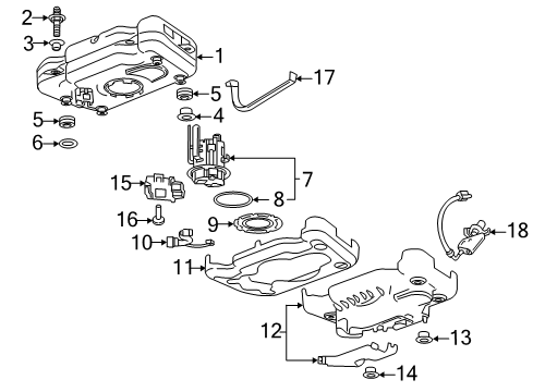 2020 GMC Canyon Emission Components Tank Assembly Spacer Diagram for 23150644