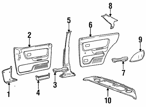 1990 Hyundai Excel Interior Trim Trim Assembly-Center Pillar LH Diagram for 85835-24500-PJ