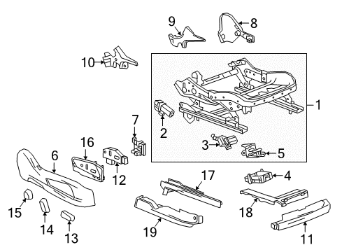 2017 Cadillac XT5 Heated Seats Outer Finish Panel Retainer Diagram for 13507448