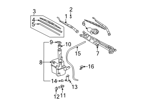 2003 Toyota Solara Wiper & Washer Components Wiper Arm Diagram for 85221-06020