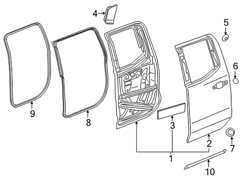 2022 GMC Sierra 2500 HD Door & Components Weatherstrip On Body Diagram for 84655164