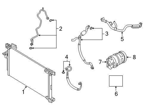 2022 Nissan Altima A/C Condenser, Compressor & Lines Pipe Front Cooler High Diagram for 92440-9HE1A