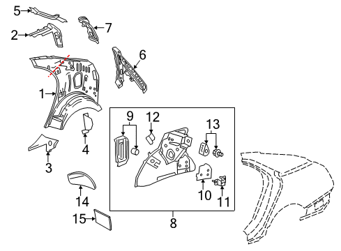 2018 Cadillac CTS Inner Structure - Quarter Panel Insulator Diagram for 22827037