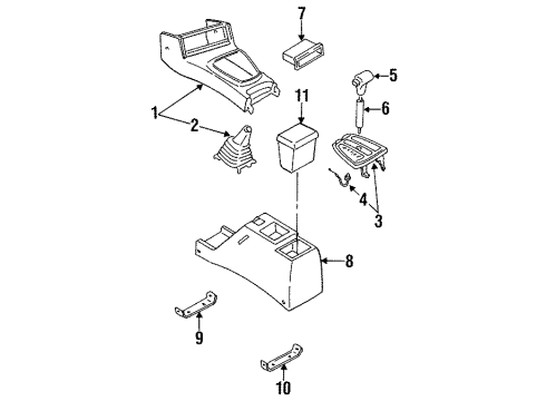 1995 Kia Sephia Console Knob Assembly Diagram for 0K2044603020
