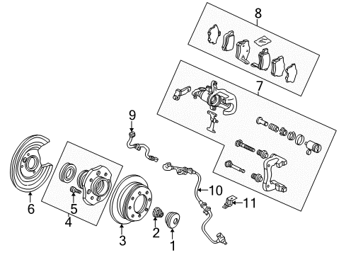 2005 Honda Accord Rear Brakes Caliper Sub-Assembly, Left Rear Diagram for 43019-SDR-A00