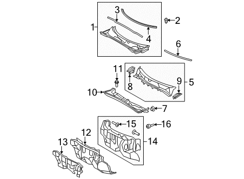 2012 Toyota Highlander Cowl Dash Panel Diagram for 55101-0E040