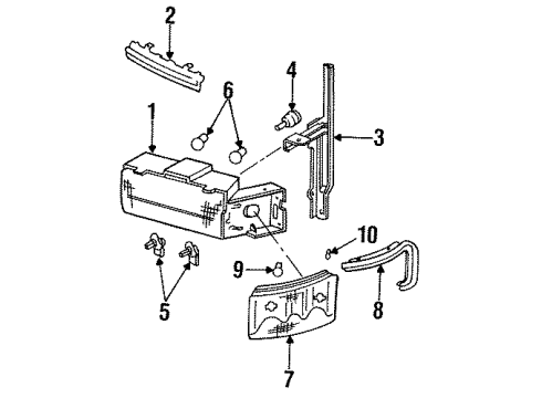 1993 Cadillac Fleetwood Headlamps Lens & Housing Asm-Headlamp (LH) Diagram for 16515641