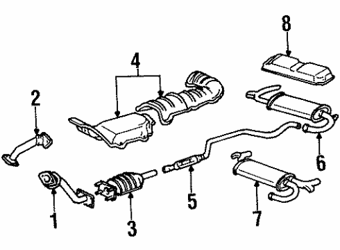 1995 Pontiac Bonneville Exhaust Components Exhaust Muffler Assembly (W/Tail Pipe) Diagram for 25623954