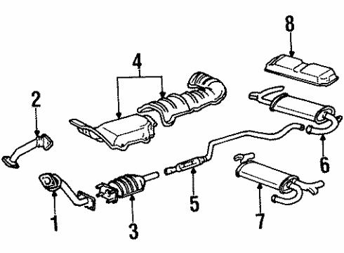 1997 Pontiac Bonneville Exhaust Components Exhaust Muffler Assembly (W/Tail Pipe) Diagram for 25646322