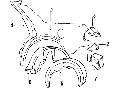 1991 Pontiac Bonneville Quarter Panel & Components Lat Asm-Fuel Filler Door Lock *Black Diagram for 20731512