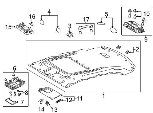 2015 Lexus IS250 Interior Trim - Roof Visor Assy, RH Diagram for 74310-53520-A1