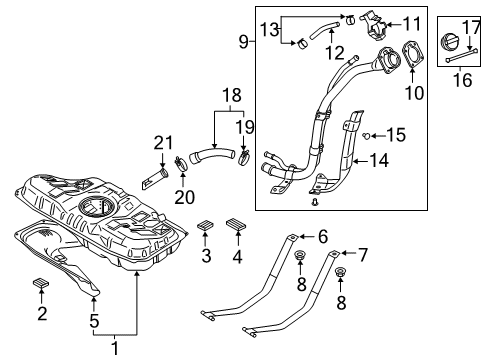 2019 Hyundai Veloster Fuel Supply Hose-Fuel Filler Neck Diagram for 31036-J3500