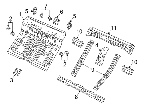 2021 Jeep Gladiator Floor Pan-Rear Floor Diagram for 68342066AA