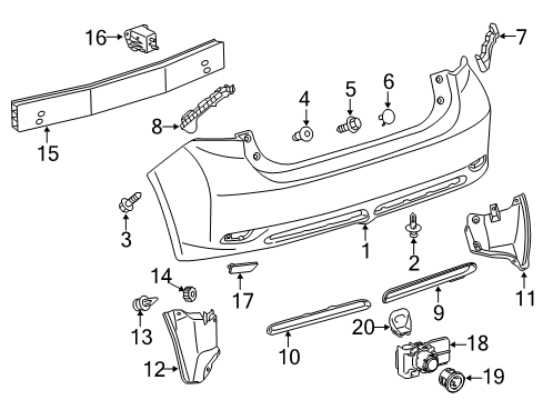 2013 Lexus CT200h Rear Bumper Sensor, Ultrasonic Diagram for 89341-76010-C1