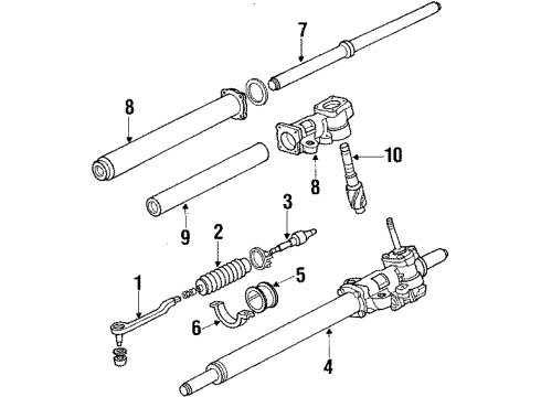 1988 Honda Civic P/S Pump & Hoses, Steering Gear & Linkage Rack, Power Steering (Driver Side) Diagram for 53601-SH3-A55