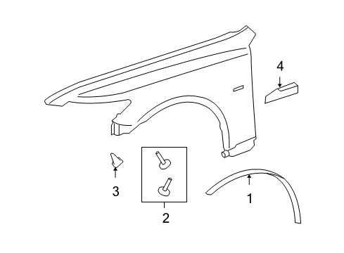 2009 Lexus LS460 Exterior Trim - Fender Moulding Sub-Assy, Front Fender, LH Diagram for 75602-50050-A2