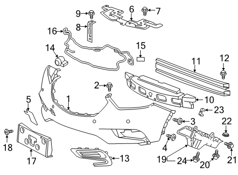 2019 Buick Encore Front Bumper Spoiler Bolt Diagram for 11589299