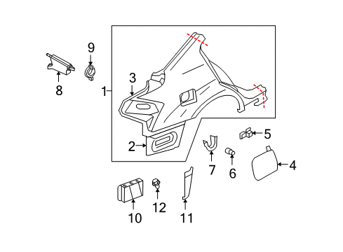 2007 Infiniti G35 Fuel Door Guard Assy-Drafter, LH Diagram for 78843-JK000