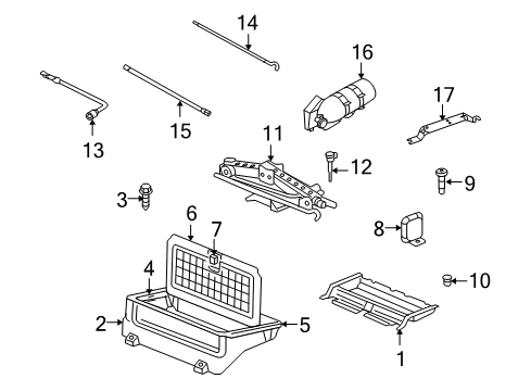 2009 Dodge Durango Interior Trim - Rear Body Rod-Jack Handle Diagram for 52005179AB