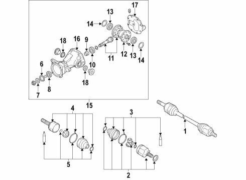 2020 Kia Sorento Rear Axle, Axle Shafts & Joints, Differential, Drive Axles, Propeller Shaft Carrier Assembly-Differential Diagram for 530003B515