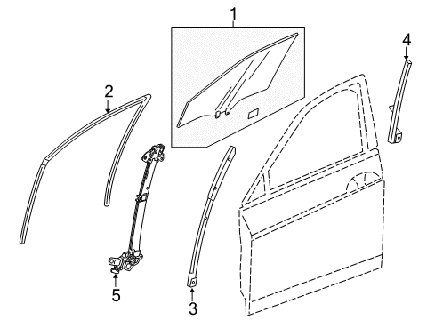 2014 Acura RLX Front Door Sash, Right Front Door (Lower) (Front ) Diagram for 72230-TY2-A01