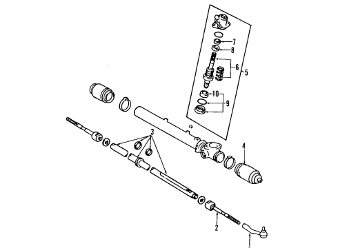 1997 Toyota Previa P/S Pump & Hoses, Steering Gear & Linkage Pinion Shaft Diagram for 44201-28151