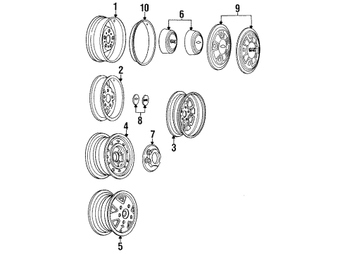 1985 Chevrolet S10 Wheels & Trim Hub Cap ASSEMBLY Diagram for 15592299