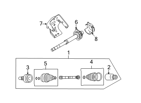 2011 Mercury Mariner Drive Axles - Front Inner Joint Assembly Diagram for AL8Z-3B414-B