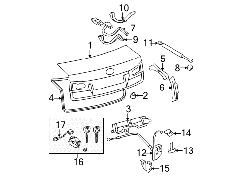 2011 Lexus IS250 Trunk Lid Plate, Luggage Door Hinge Arm, RH Diagram for 64539-53010-C0