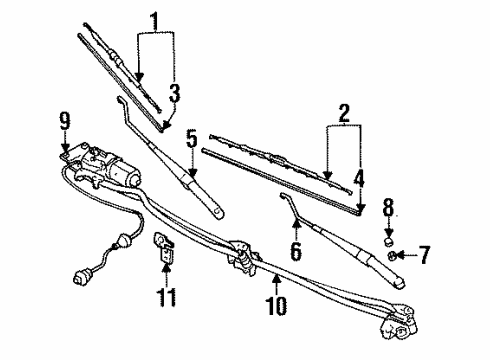 1998 Mitsubishi Eclipse Wiper & Washer Components Arm WIPER-WIPER Diagram for MR311077