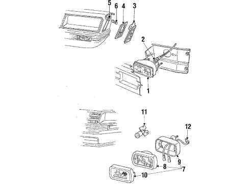 1986 Ford Mustang Fog Lamps, Park Lamps, Side Marker Lamps Fog Lamp Bulb Diagram for D9ZZ-13466-A