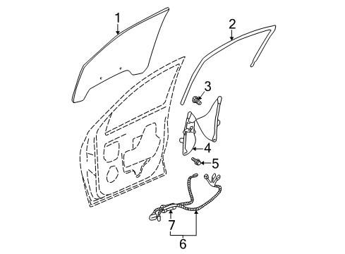 2006 Buick Rendezvous Front Door Run Channel Diagram for 15880720