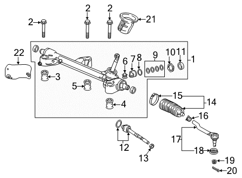 2020 Honda Ridgeline Steering Column & Wheel, Steering Gear & Linkage End, Driver Side Tie Rod Diagram for 53560-TZ5-A01