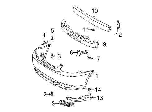 2004 Toyota Corolla Front Bumper Bumper Cover Diagram for 52119-02915