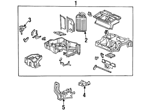 1995 Honda Accord Heater Core & Control Valve Heater Unit Diagram for 79100-SV1-A12