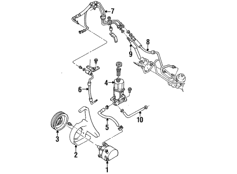 1992 Mercury Tracer P/S Pump & Hoses, Steering Gear & Linkage Pulley Diagram for FOCZ-3A733-AA