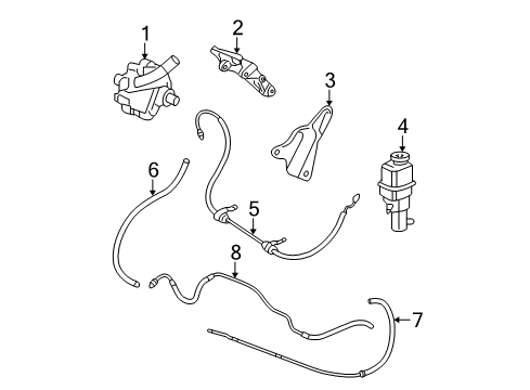 2008 Chrysler Sebring P/S Pump & Hoses, Steering Gear & Linkage Shield-Power Steering Reservoir Diagram for 5105832AA