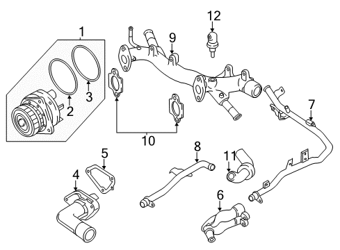 2011 Nissan Quest Powertrain Control Water Outlet Diagram for 11060-1JA0A