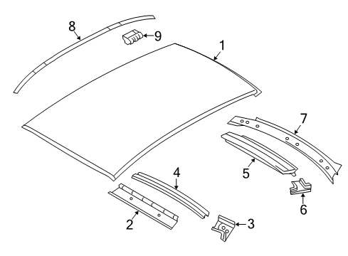 2007 BMW 335i Roof & Components, Exterior Trim Roof Moulding Prime-Coated Left Diagram for 51137181353