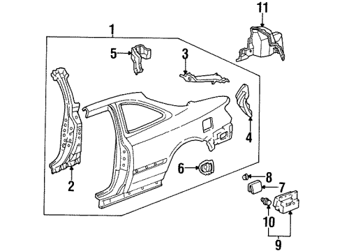 1999 Acura CL Quarter Panel & Components Extension, Right Rear Gutter Diagram for 63320-SY8-A00ZZ