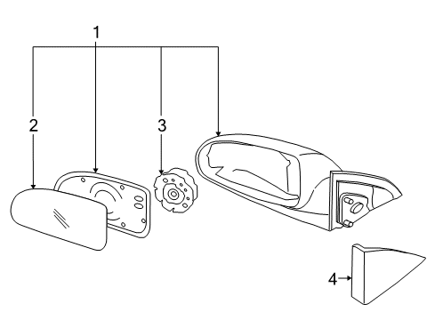 2008 Hyundai Elantra Mirrors Mirror Assembly-Outside Rear View, LH Diagram for 87610-2H110