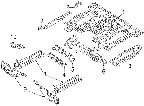 2017 Chevrolet City Express Floor & Rails Front Floor Pan Diagram for 19317194