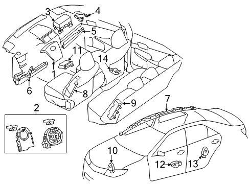 2012 Toyota Camry Air Bag Components Diag Unit W/Sens Diagram for 89170-06650