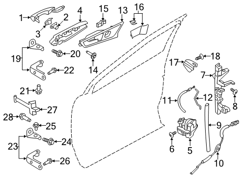 2021 Ford Edge Front Door Striker Screw Diagram for -W717729-S450