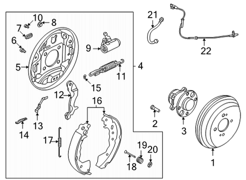 2020 Nissan Versa Rear Brakes Plate Assy-Back, Rear Brake Rh Diagram for 44020-5RB0B