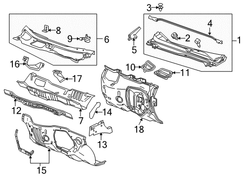 2011 GMC Terrain Cowl Cowl Grille Diagram for 84057212