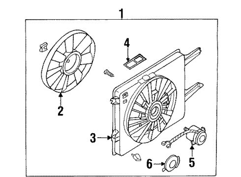 1994 Nissan Quest Cooling System, Radiator, Water Pump, Cooling Fan SHROUD Assembly Diagram for 21483-0B700