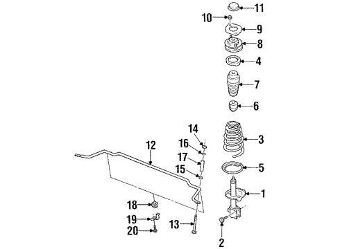 1995 Kia Sephia Struts & Suspension Components - Rear Coil Spring Diagram for 0K24T28011