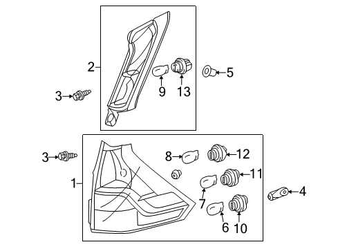 2015 Honda CR-V Bulbs Light Assy, L Tail Diagram for 33550-T1W-A01